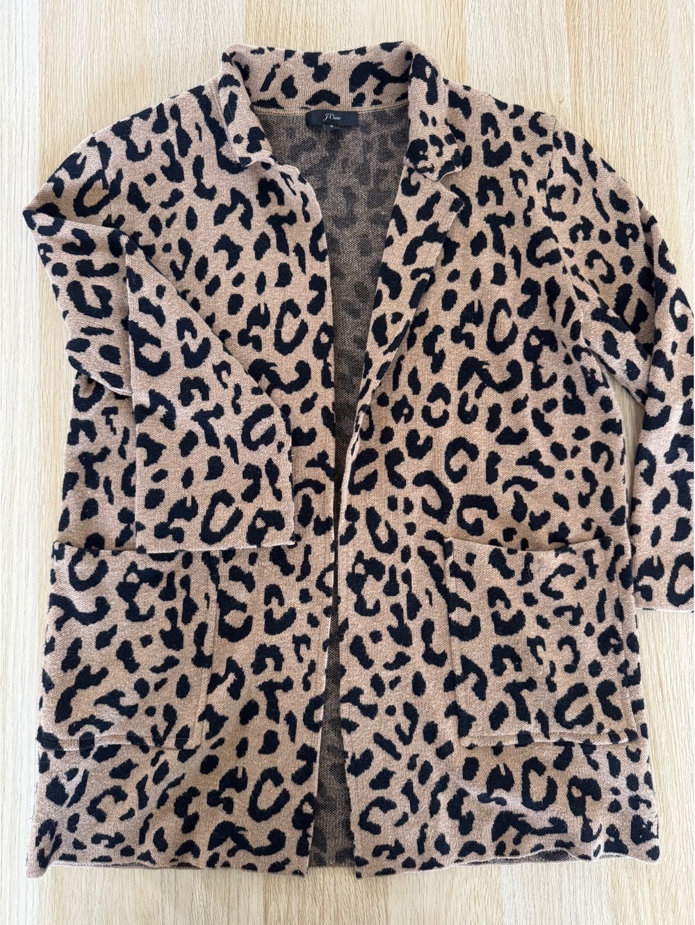 J.Crew Women's Leopard Print Cardigan Sweater Size Small Merino Wool Blend